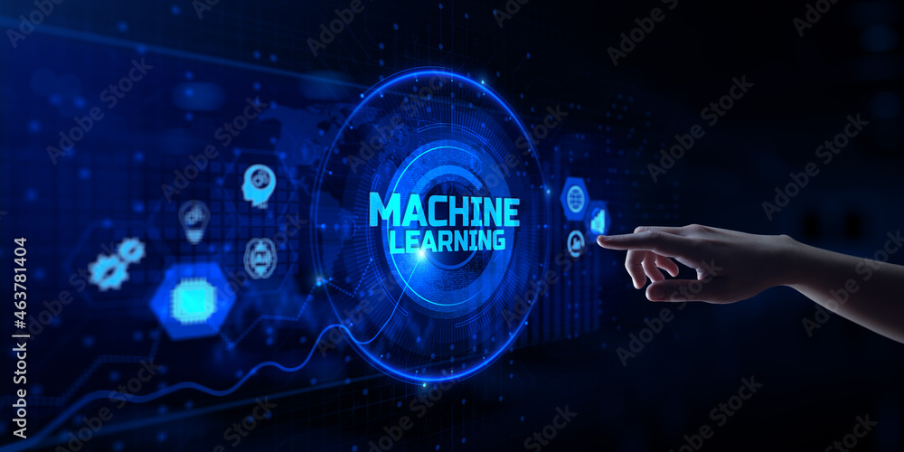 Poster machine learning ai artificial intelligence neural network technology concept.