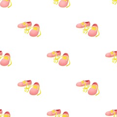 Pink shoes with laces tied together pattern seamless background texture repeat wallpaper geometric vector