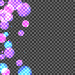Blur Dot Background Transparent Vector. Bokeh Graphic Illustration. Wallpaper Card. Blue Flare Luxury Template. Purple Shiny.