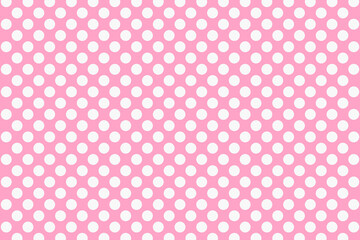 Modern design from white circles on a pink background. Pop art poster with halftones and circles. Retro style. Vector.