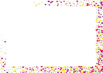 Yellow Petals Heart Backdrop. Red Pleasure Texture. Pink Round Pattern. Rose Border Wallpaper. Card Illustration.