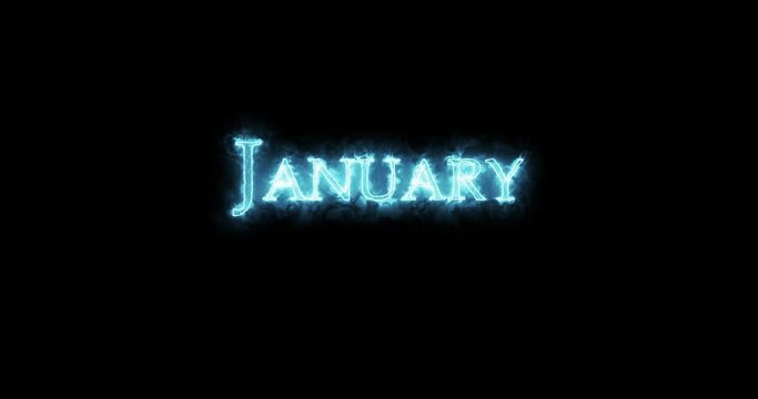 January written with blue fire. Loop