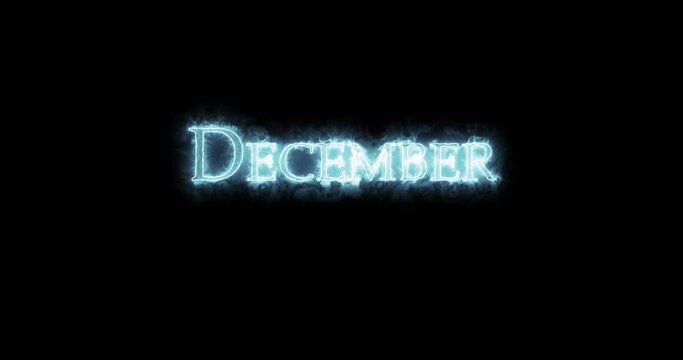 December written with blue fire. Loop