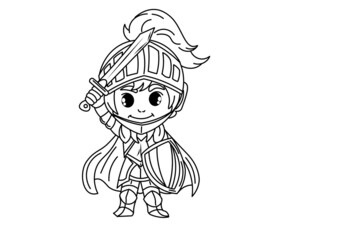 Knight cartoon coloring for kids tale story