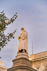 Statue of Leonardo da Vinci in Milan, Italy 