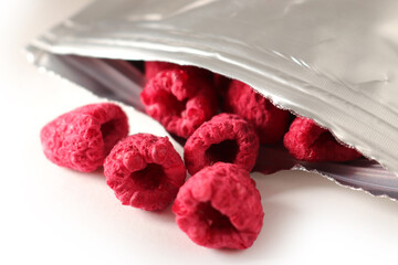 freeze dried raspberry in zipper pouch