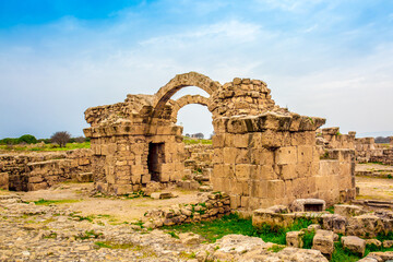 Cyprus The ruins of the ancient Greek city in Paphos is an archaeological site. Greece island....