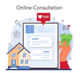 Real estate agency online service or platform. Relocation, a new house