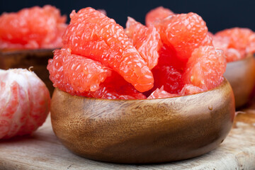 sour ripe grapefruit peeled and divided
