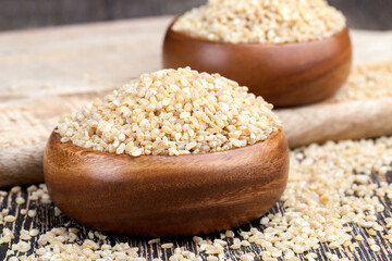 raw bulgur porridge that is not cooking