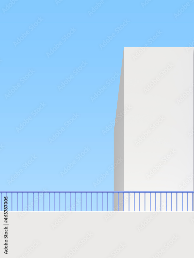 Poster 3d illustration of abstract building background, minimal architecture poster.