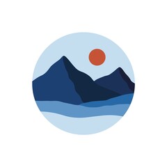 Minimalist mountain landscape. Abstract social media highlight cover, contemporary nature art. Modern vector illustration