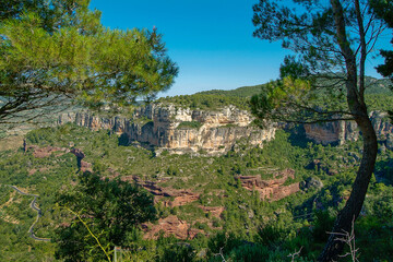Vista de Siurana que se encuentra en la parte más baja de la Sierra de la Gritella, en la comarca de Priorato, Tarragona, Catalunya.