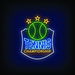 Tennis Championship Neon Signs Style Text Vector