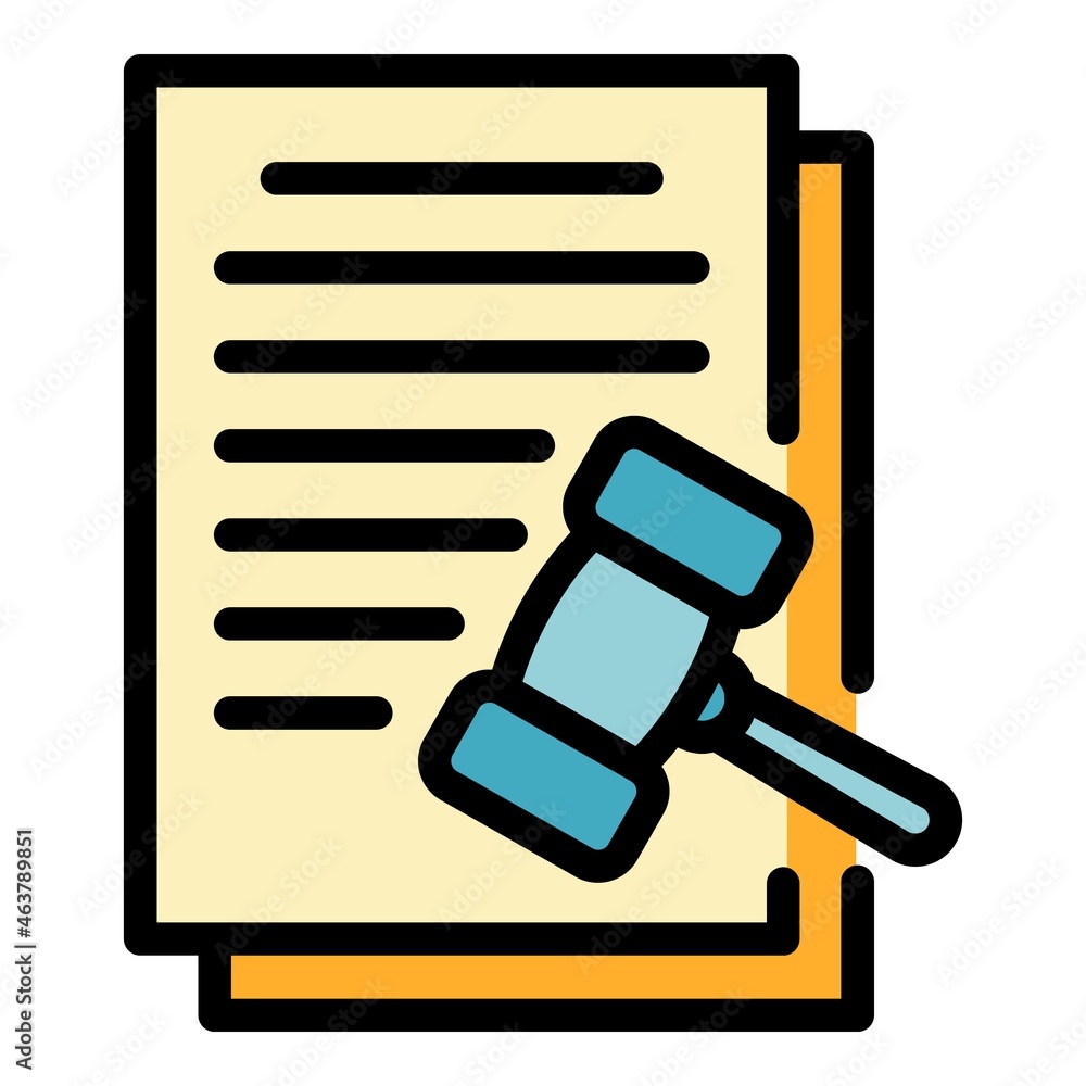 Poster judge contract icon. outline judge contract vector icon color flat isolated