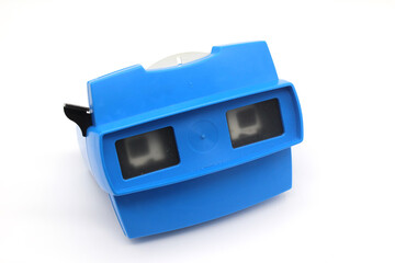 Vintage stereoscopic View Master slide viewer, front view, isolated on white background	