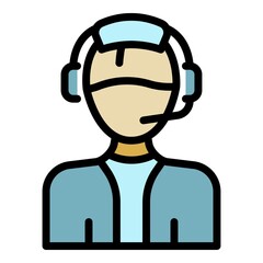 Nurse call center icon. Outline nurse call center vector icon color flat isolated