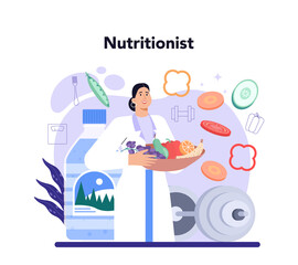 Nutritionist concept. Nutrition therapy with healthy food