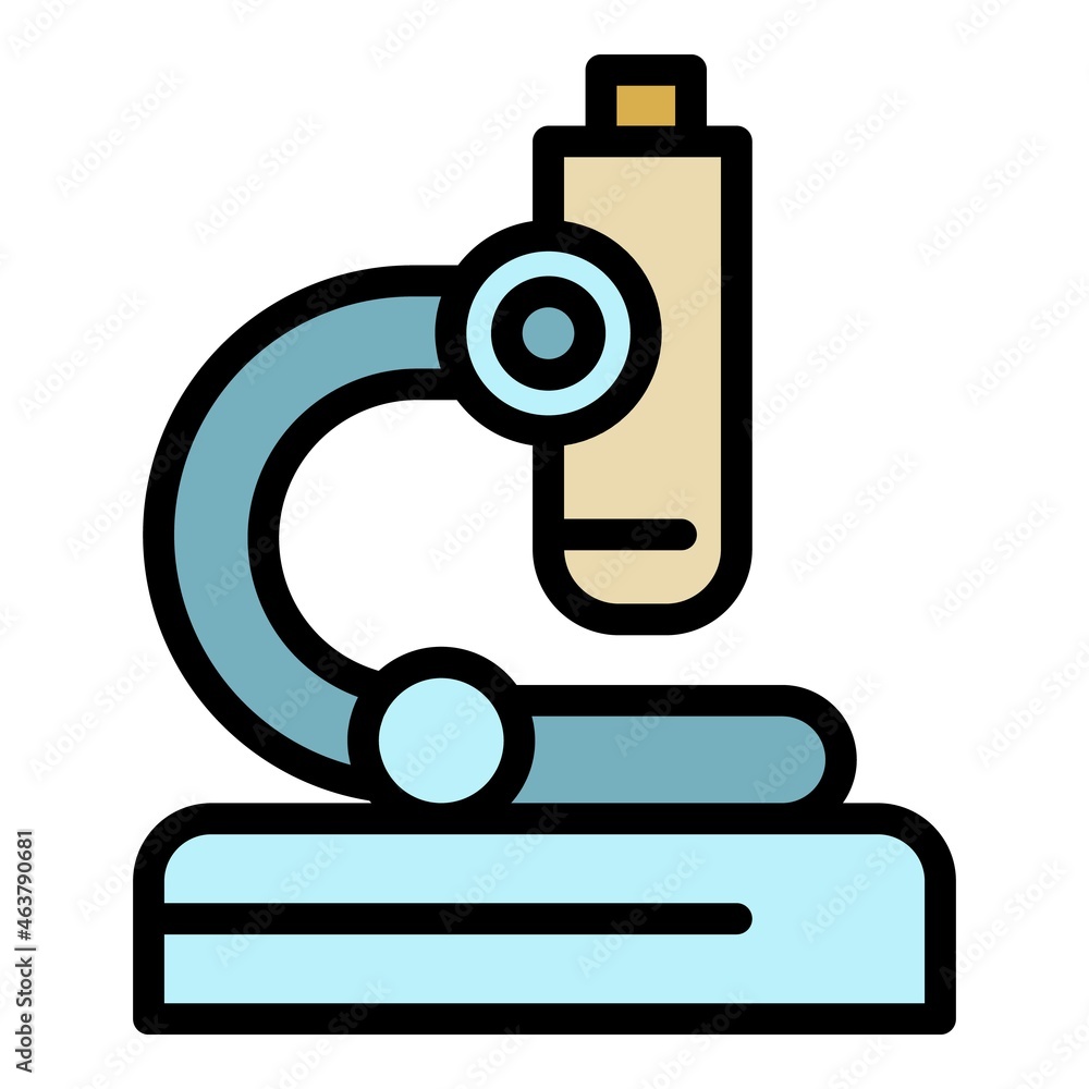 Poster microscope icon. outline microscope vector icon color flat isolated