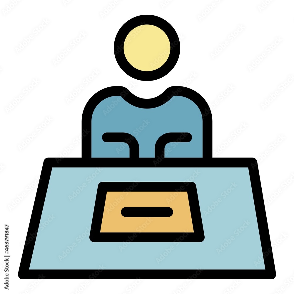 Poster speaker lesson icon. outline speaker lesson vector icon color flat isolated