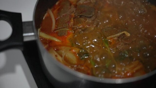 slow-motion boiled Hot and spicy Korean food 
