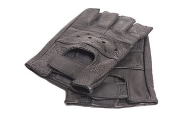 Drivers male leather gloves isolated on a white