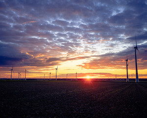 Fototapeta premium wind turbine at sunset