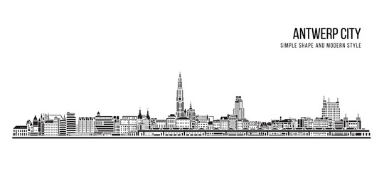 Stadtbild Gebäude Abstrakt Einfache Form und moderne Kunst Vektordesign - Stadt Antwerpen