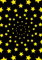 Fondo circular de estrellas amarillas sobre fondo negro