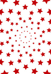 Fondo circular de estrellas rojas sobre fondo blanco