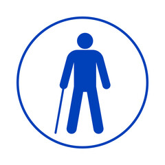 Elderly man with a cane icon. Vector illustration.