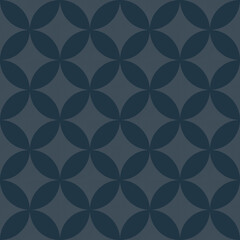 Seamless abstract geometrical pattern with round shapes in dark blue on grunge background