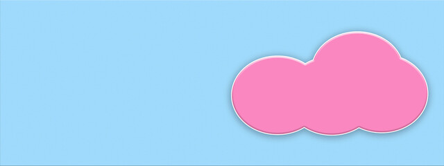 Pink cloud on a blue background. The concept of cloud storage for students.