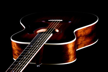 Mahogany Acoustic Guitar Oblique View on Black