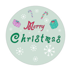 merry christmas with cute characters in circle shape Can be adapted to various applications such as cards, stickers, t-shirts, backgrounds, logos, pillow patterns, covers, mugs, gift, banners and more