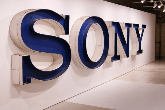  A large Sony sign inside the Walkman in the Park'  exhibition being held to commemorate the Walkman's 40th anniversary.  (5/2019)