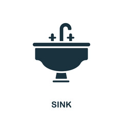 Sink icon. Monochrome sign from bathroom collection. Creative Sink icon illustration for web design, infographics and more