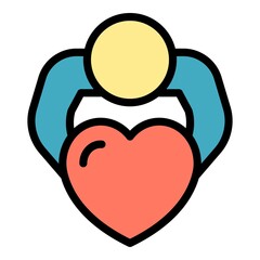 Love charity icon. Outline love charity vector icon color flat isolated