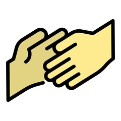 Obraz premium Friend hand help icon. Outline friend hand help vector icon color flat isolated