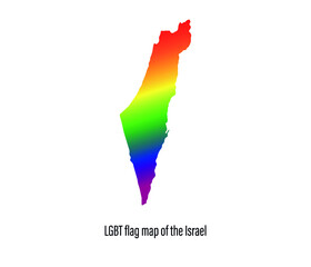 Israel map with rainbow colors. gay equal rights concept. editable vector.