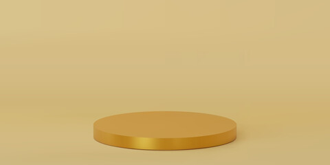 3D render golden podium vector illustration. Pedestal for product presentation.