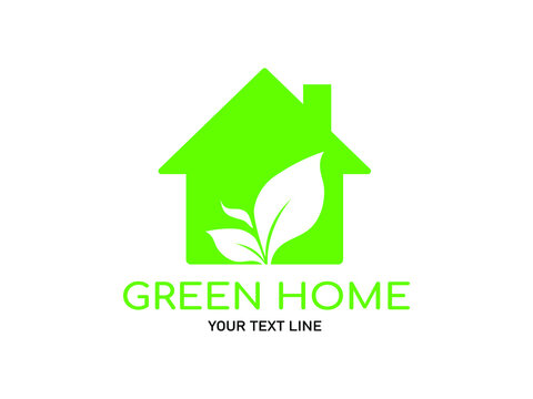 Green home with trees leaves look beautiful and refreshing. Tree and House LOGO style.