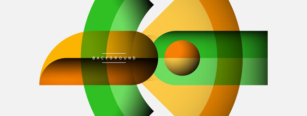 Geometric abstract background. Round shapes, circles, lines composition for wallpaper banner background or landing page