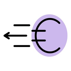 Euro money transfer icon. Outline euro money transfer vector icon color flat isolated