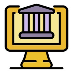 Online banking icon. Outline online banking vector icon color flat isolated