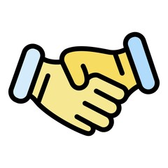 Business handshake icon. Outline business handshake vector icon color flat isolated
