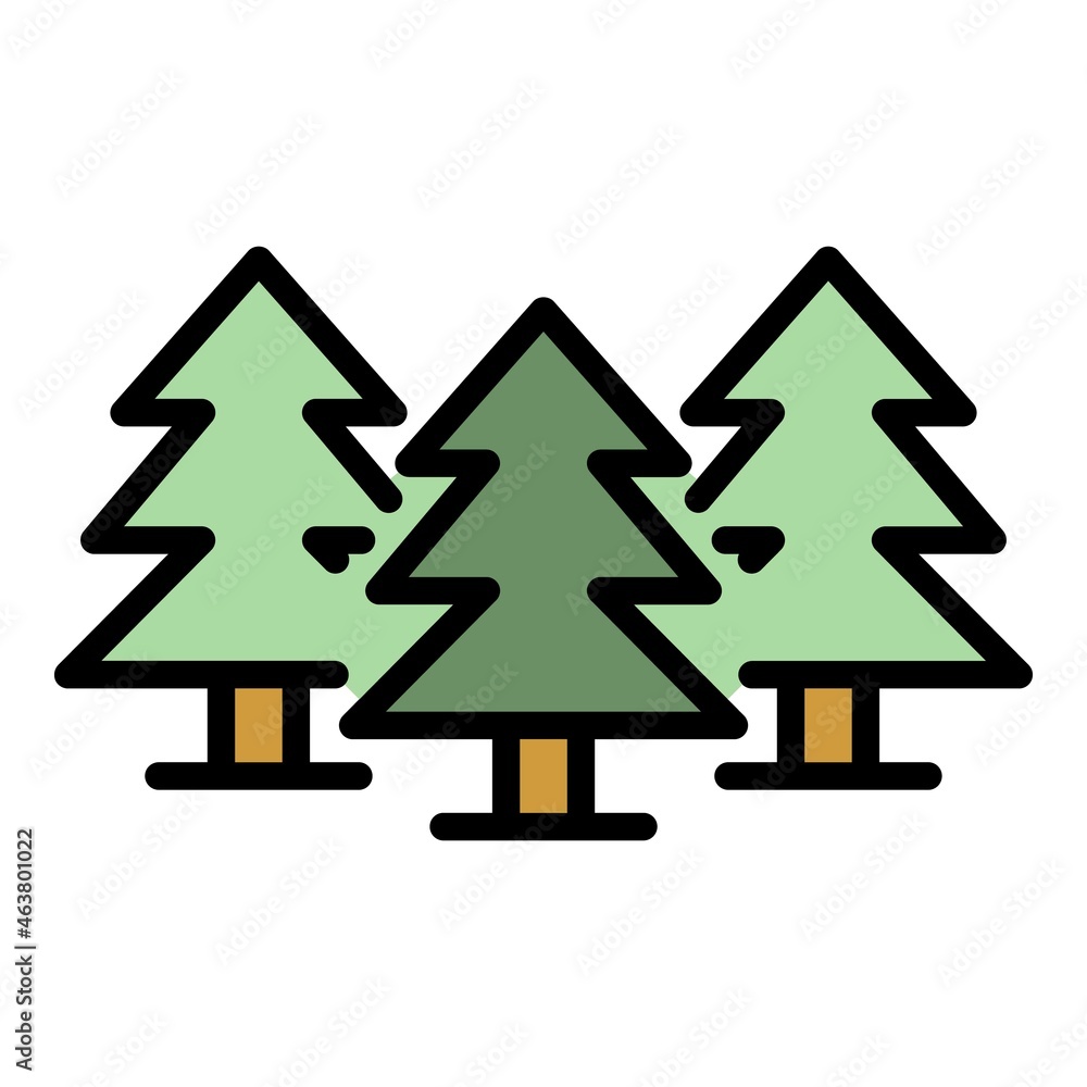 Poster fir tree forest icons set. outline set of fir tree forest vector icons thin line color flat on white