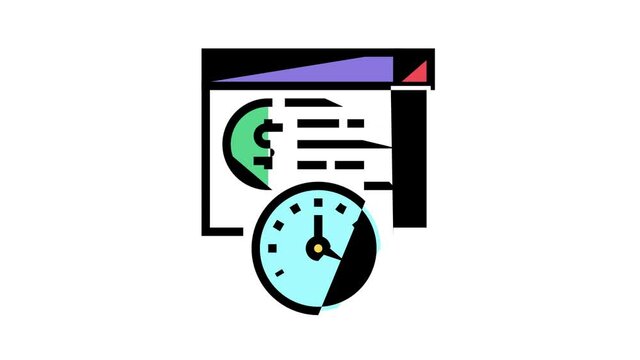 time for pay loan animated color icon. time for pay loan sign. isolated on white background