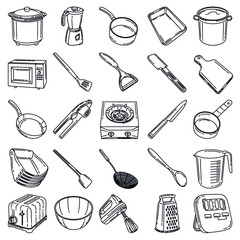 Cooking-1 Set Icon Vector. Doodle Hand Drawn or Outline Icon Style