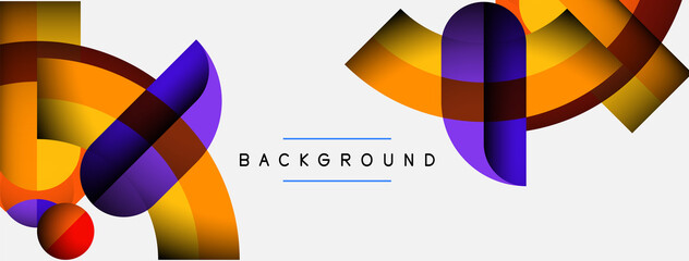 Geometric abstract background. Round shapes, circles, lines composition for wallpaper banner background or landing page